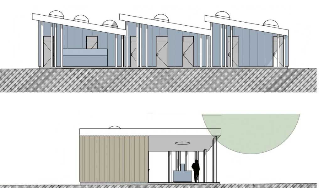 Le nouveau bâtiment disposera de quatre grandes pièces : douches et toilettes et un grande buanderie/espac à l'extérieur.