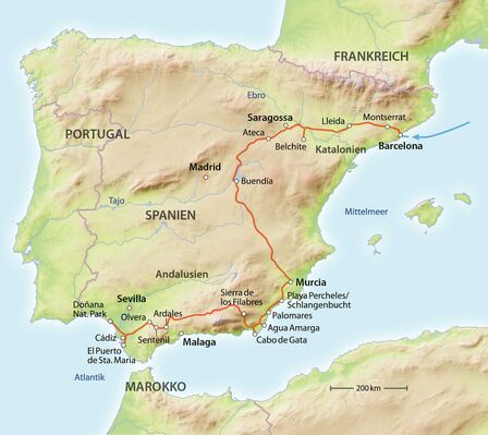 Reiseroute Spanien