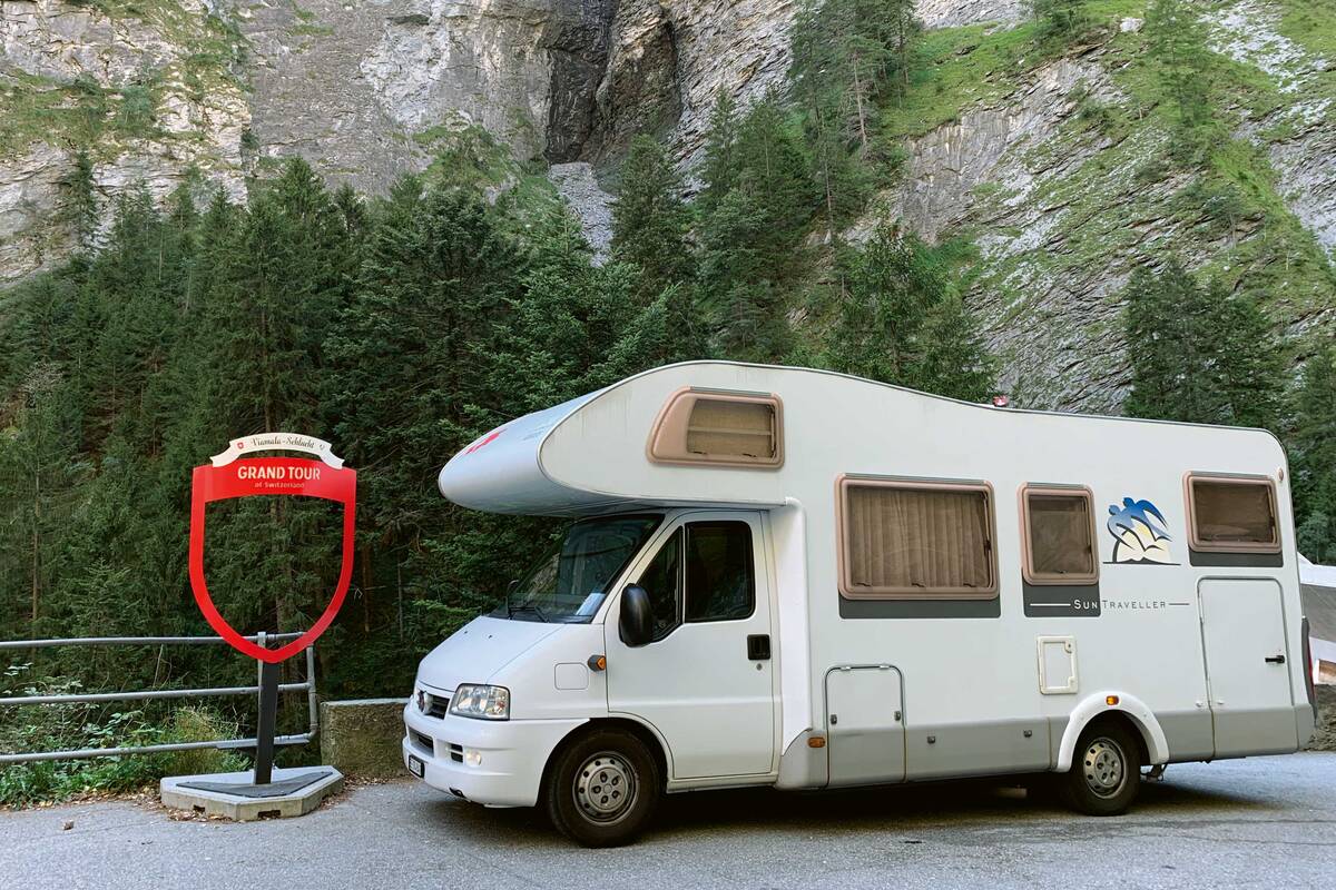 Pause photo devant la gorge de Viamala.