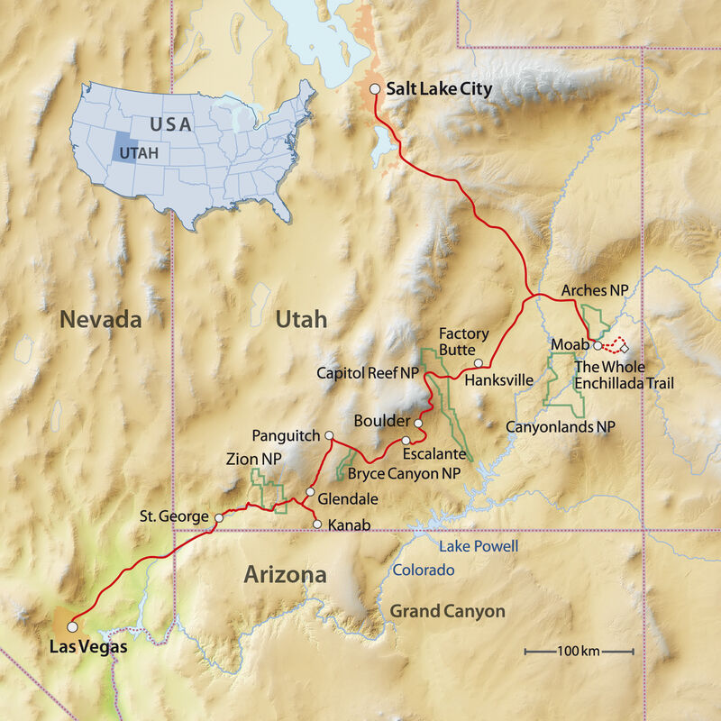 Die Wohnmobilreise durch Utha führt von Las Vegas bis nach Salt Lake City.