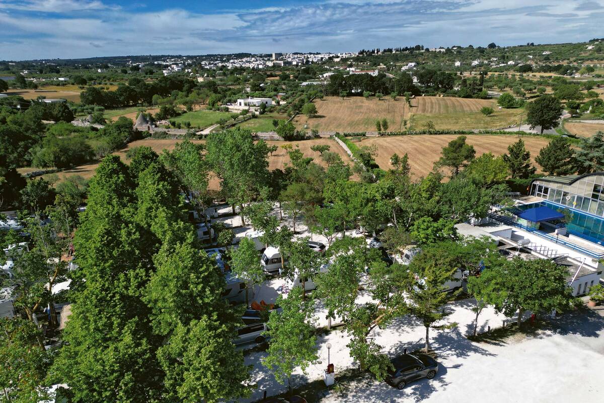 Blick auf den Camping Dei Trulli di Alberobello.